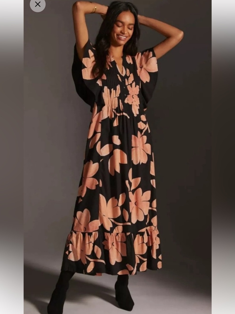 Maeve by Anthropologie Cassandra Floral Flounce Maxi Dress  Wedding Guest XS